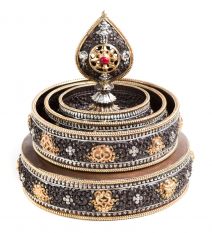 銅半鎏金鎏銀曼達盤21cm