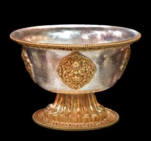 鎏金銀有底座八供杯（特大）