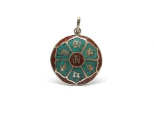 銀鑲寶石吉祥墜