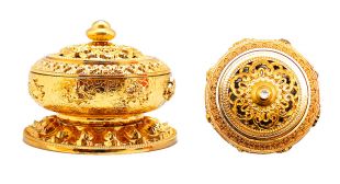 鍍金八吉祥環香爐（小）