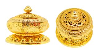 鍍金八吉祥環香爐(大）