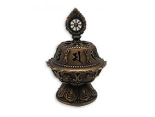 銅法輪六字八吉祥香爐10.5cm(H)