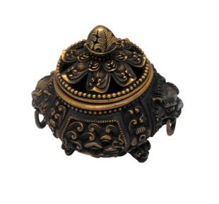 銅獅頭三角頂香爐5cm(H)