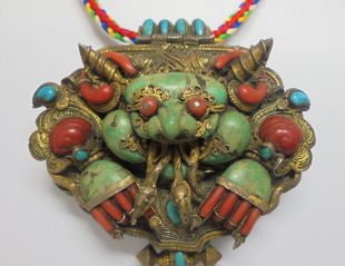 長壽佛金翅鳥鑲珊瑚綠松石西藏老嘎屋