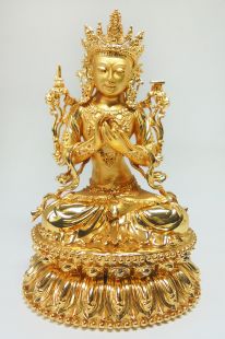 文殊菩薩 925銀電金佛像