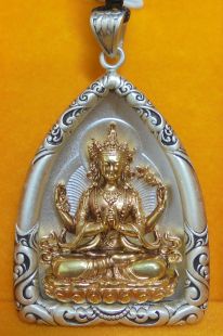 純銀四臂觀音佛像墜