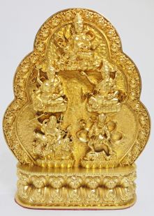 精雕黃銅五路財神水供立牌