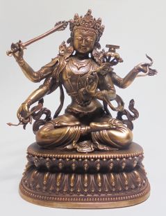 精雕紅銅四臂文殊菩薩佛像