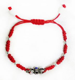 純銀金剛杵配件手工編織手環 (限小孩)