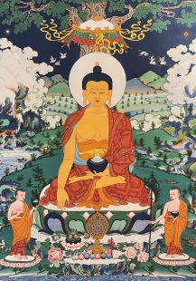 釋迦摩尼 (布框印刷唐卡)	