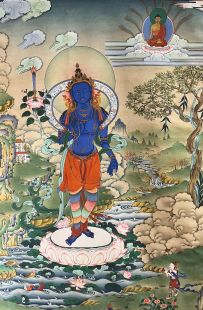 藥師佛 (布框印刷唐卡)