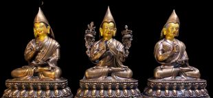 宗喀巴師徒三尊 紅銅/做舊/開臉