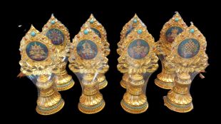 純銅鍍金 八吉祥 立座