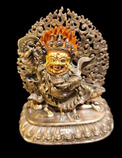 噶舉派 二臂大黑天  瑪哈嘎拉 紅銅做舊開臉