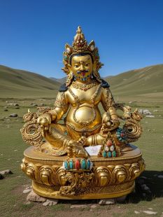 黃財神(銅全鎏金) 高度40公分